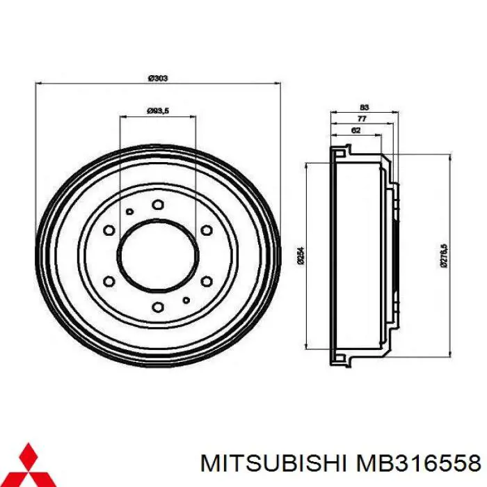 Тормозной барабан MB316558 Mitsubishi