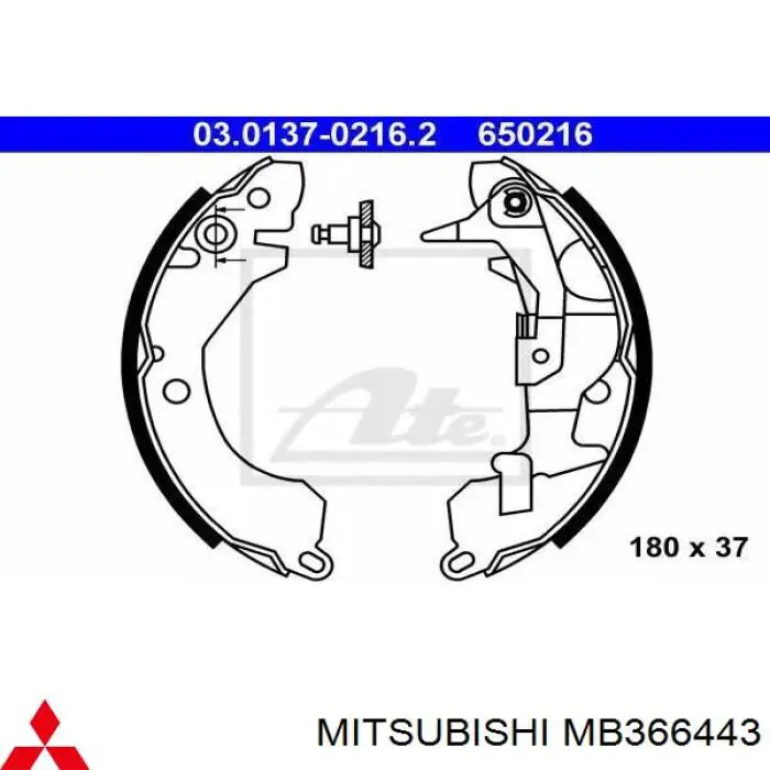 Zapatas de frenos de tambor traseras MB366443 Mitsubishi