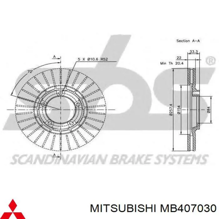 MB407031 Chrysler Диск тормозной передний