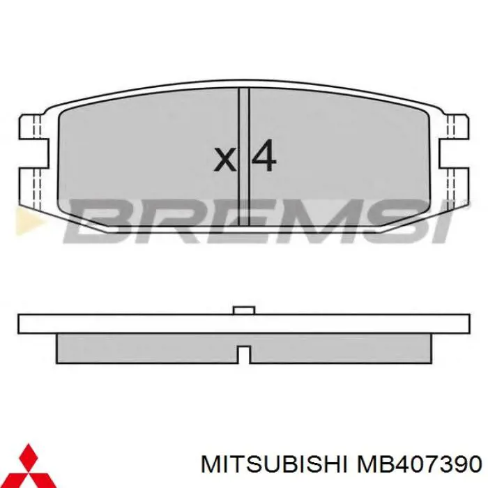 Передние тормозные колодки MB407390 Mitsubishi