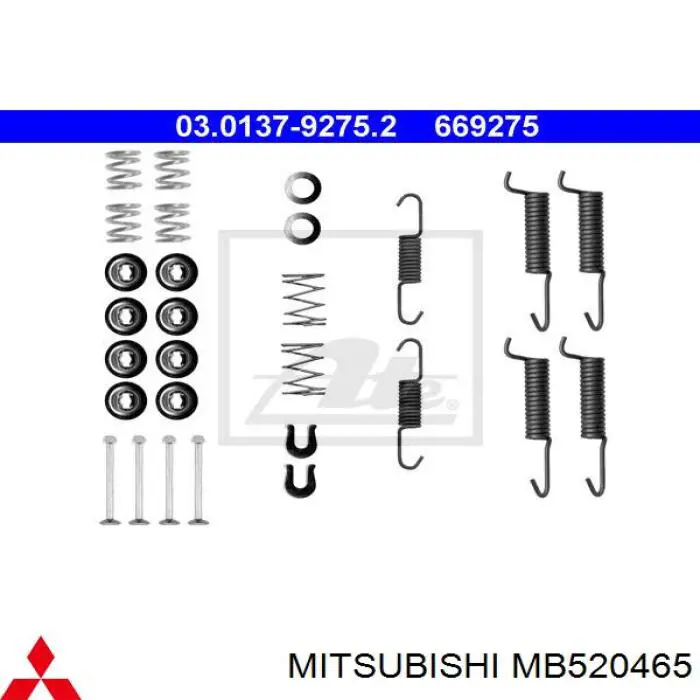 Ремкомплект тормозных колодок на Mitsubishi Outlander CU