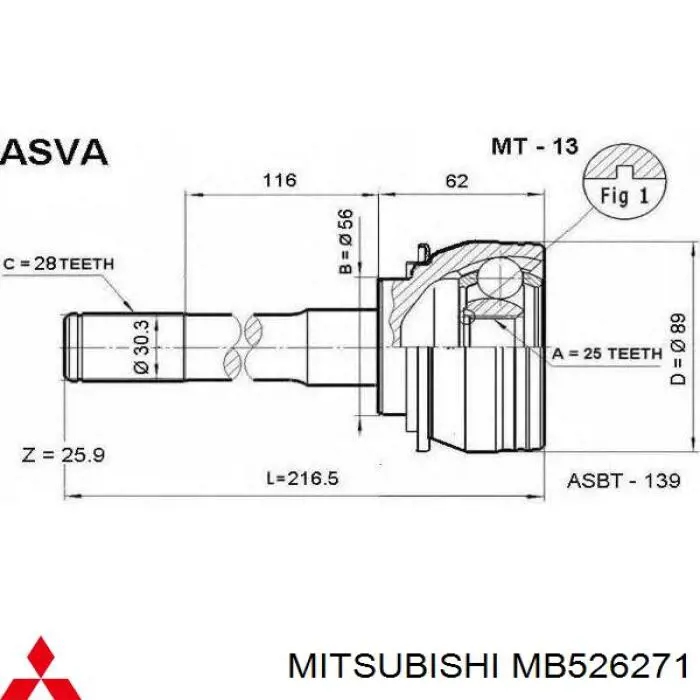 ШРУС наружный передний MB526271 Mitsubishi