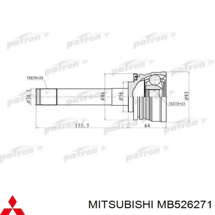 Граната колесная Mitsubishi MB526271 цена, от 37.87 USD