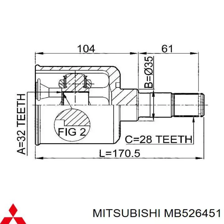 MB526451 Mitsubishi пыльник шруса передней полуоси внутренний