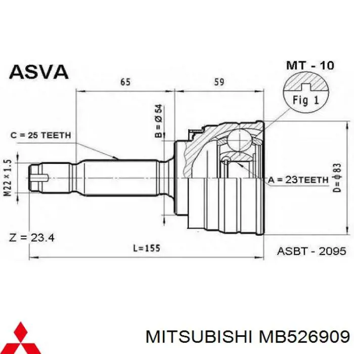 ШРУС наружный передний Mitsubishi MB526909
