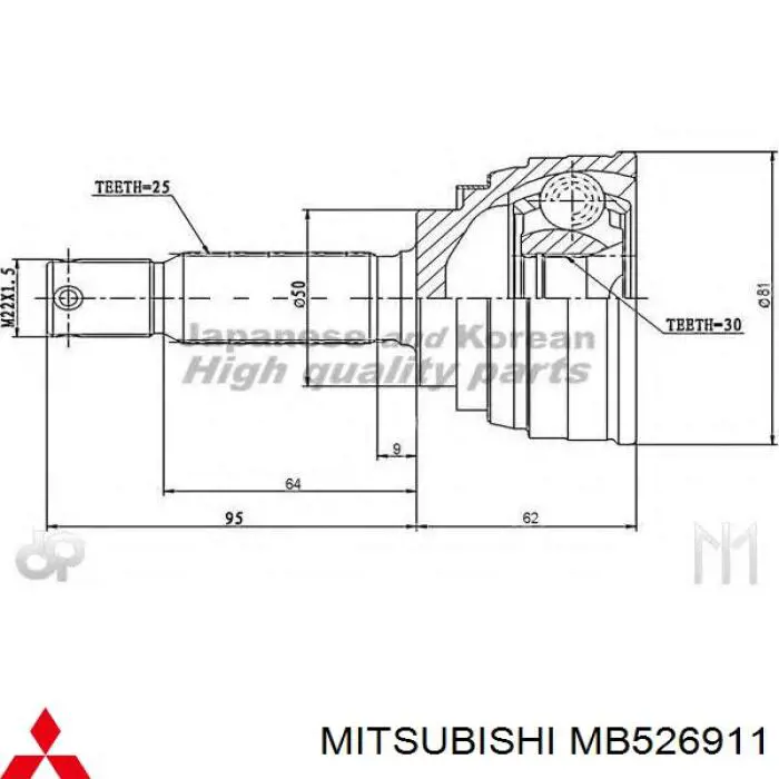 MB526911 Mitsubishi шрус наружный передний