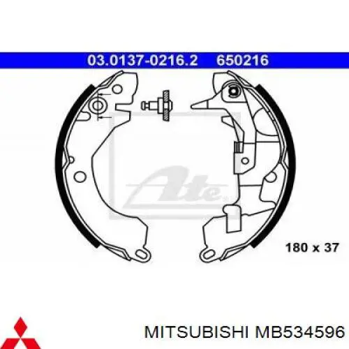 Zapatas de frenos de tambor traseras MB534596 Mitsubishi