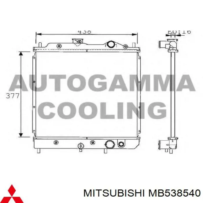 Радиатор охлаждения двигателя на Mitsubishi Lancer  IV 