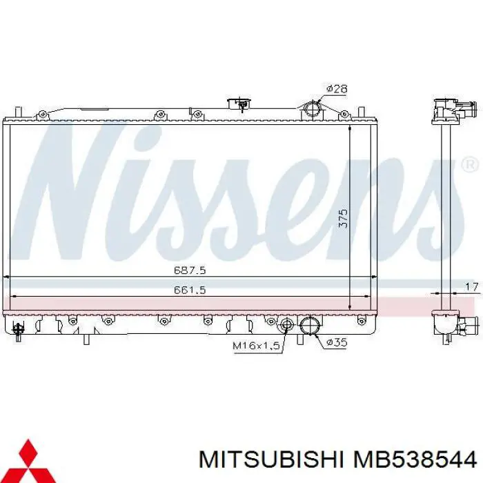 Купить MB538544 Mitsubishi Радиатор водяной