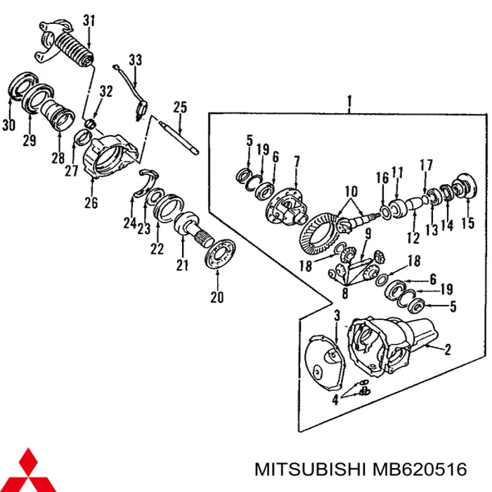 MB620516 Mitsubishi rolamento do semieixo do eixo dianteiro