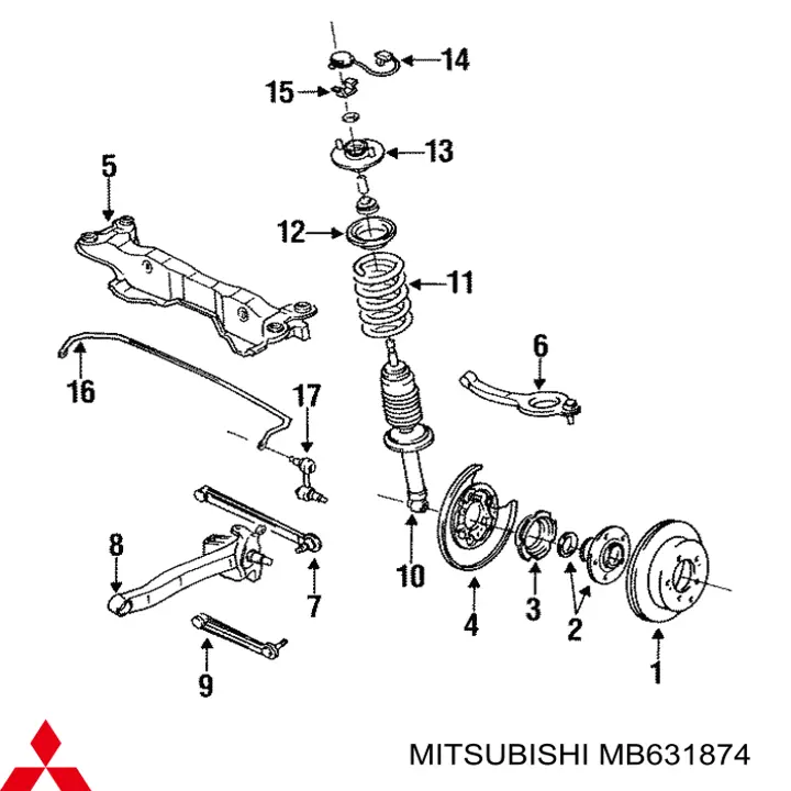 MB631874 Mitsubishi Амортизаторы задние