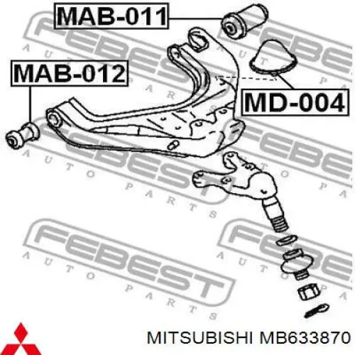 Сайлентблок передней подвески Mitsubishi MB633870 цена, от 11.17 USD