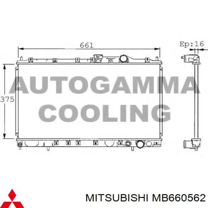 Радиатор охлаждения двигателя Mitsubishi MB660562 цена, от 58.30 USD