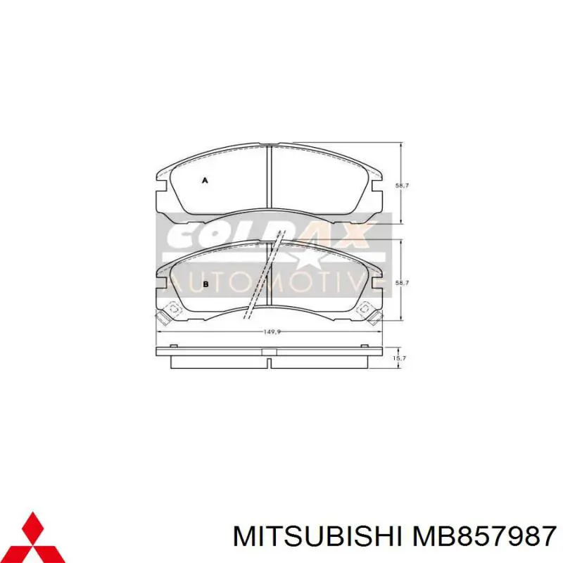 MB857987 Mitsubishi передние тормозные колодки