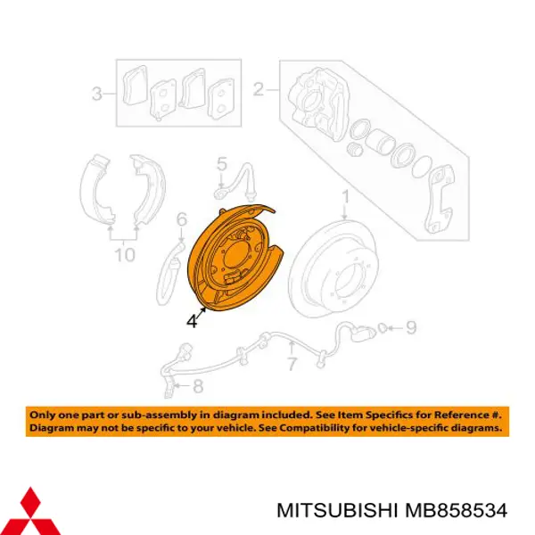 Proteção direita do freio de disco traseiro para Mitsubishi Pajero (V2W, V4W)