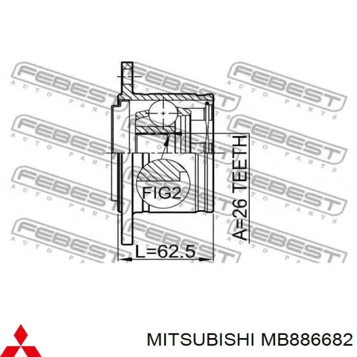 Шарнир привода внутренний Mitsubishi MB886682 цена, от 34.53 USD