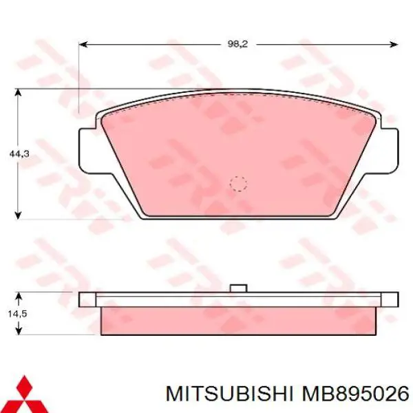 MB895026 Mitsubishi колодки тормозные задние дисковые
