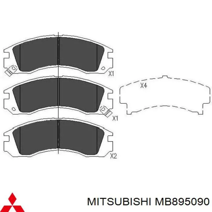 MB895090 Mitsubishi колодки тормозные передние дисковые