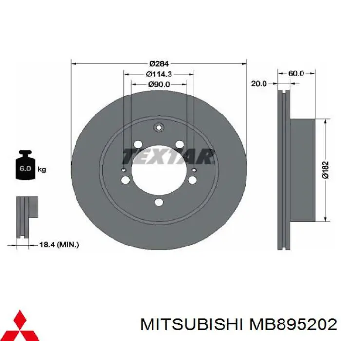 Купить MB895202 Mitsubishi Диск тормозной задний