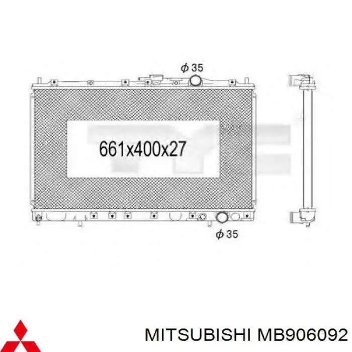 Радиатор охлаждения двигателя Mitsubishi MB906092 цена, от 75.96 USD