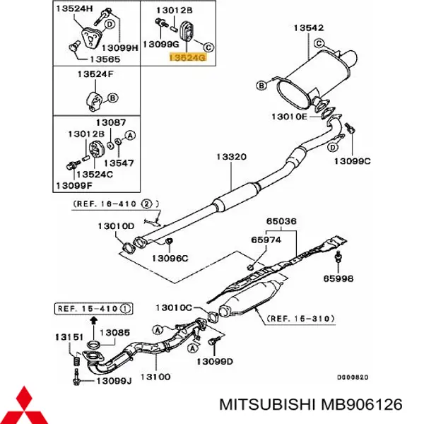 MB906126 Mitsubishi подушка крепления глушителя