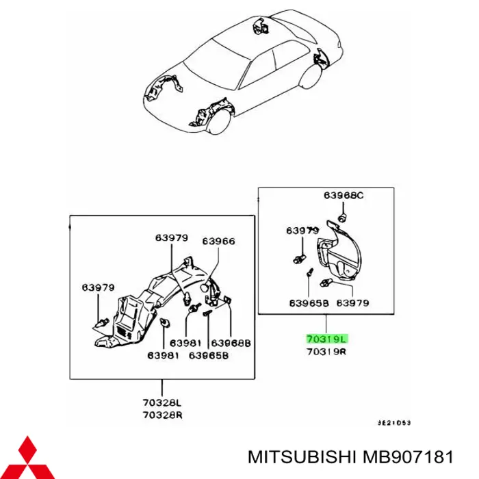 MB907181 Mitsubishi брызговик задний левый