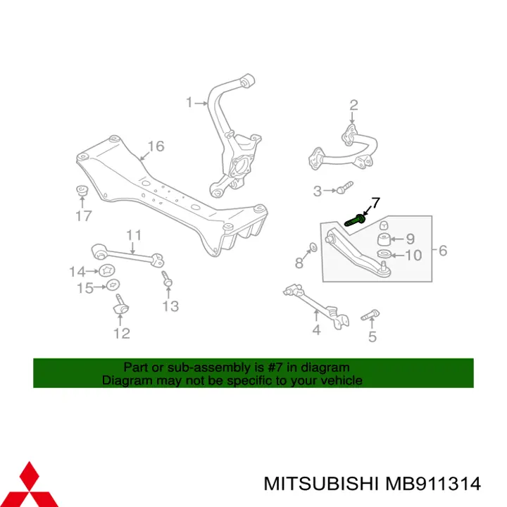 Болт крепления заднего развального рычага, внутренний Mitsubishi MB911314