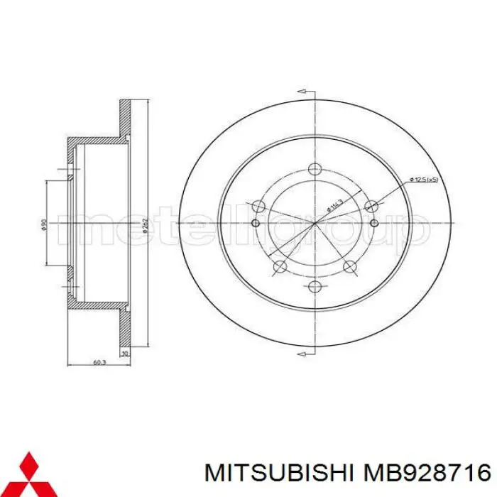 Тормозные диски MB928716 Mitsubishi
