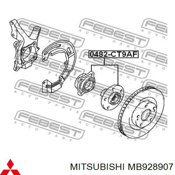 Cubo de rueda delantero MB928907 Mitsubishi