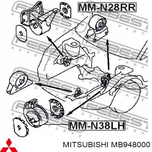 Подушка (опора) двигателя левая передняя на Mitsubishi Space Runner N1W, N2W