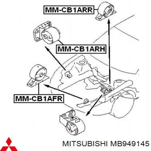 MB949145 Mitsubishi Сайлентблок кронштейна верхней подушки двигателя