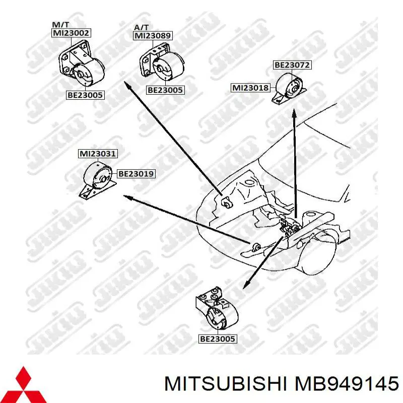 Сайлентблок кронштейна верхней подушки двигателя Mitsubishi MB949145 цена, от 14.16 USD