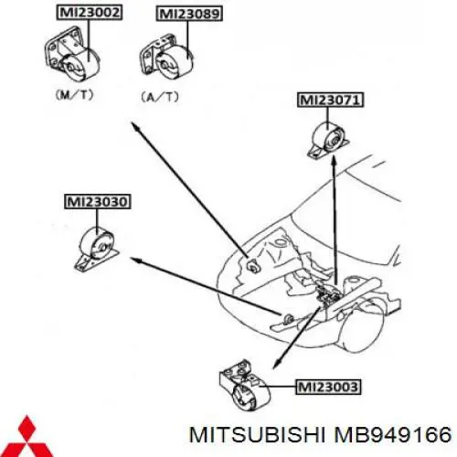 Задняя опора двигателя Mitsubishi MB949166 цена, от 11.64 USD