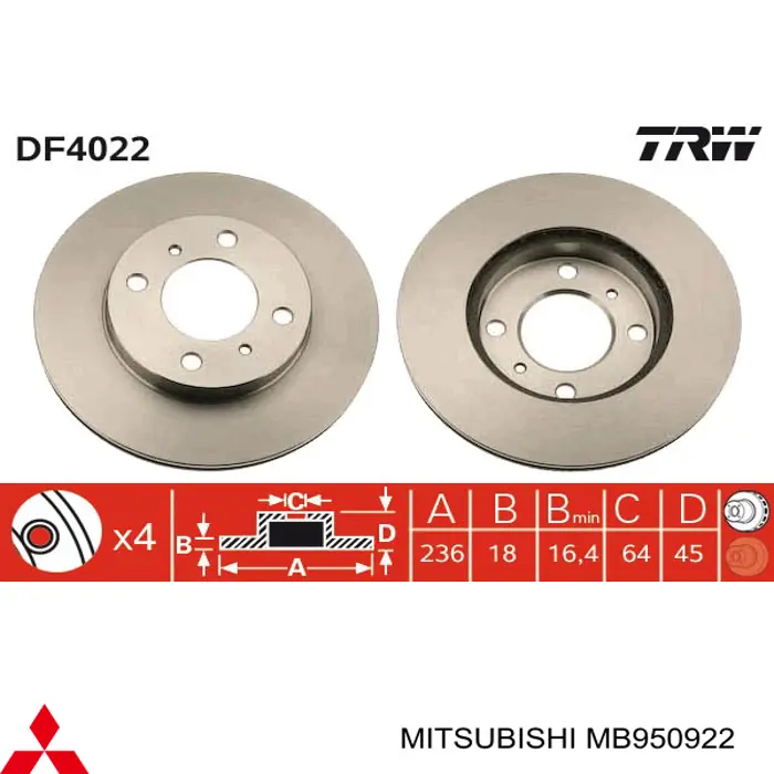 Купить MB950922 Mitsubishi Ротор тормозной