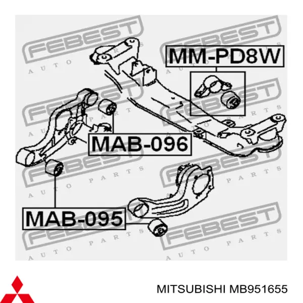 Сайлентблок (подушка) редуктора заднего моста задний на Mitsubishi Space Gear PA, B, DV, W