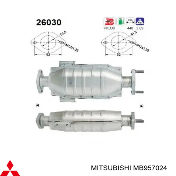 Convertidor - catalisador Mitsubishi MB957024 preço, a partir de  