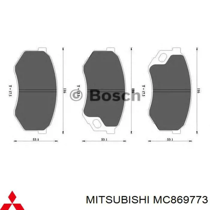 MC886334 Mitsubishi колодки тормозные передние дисковые