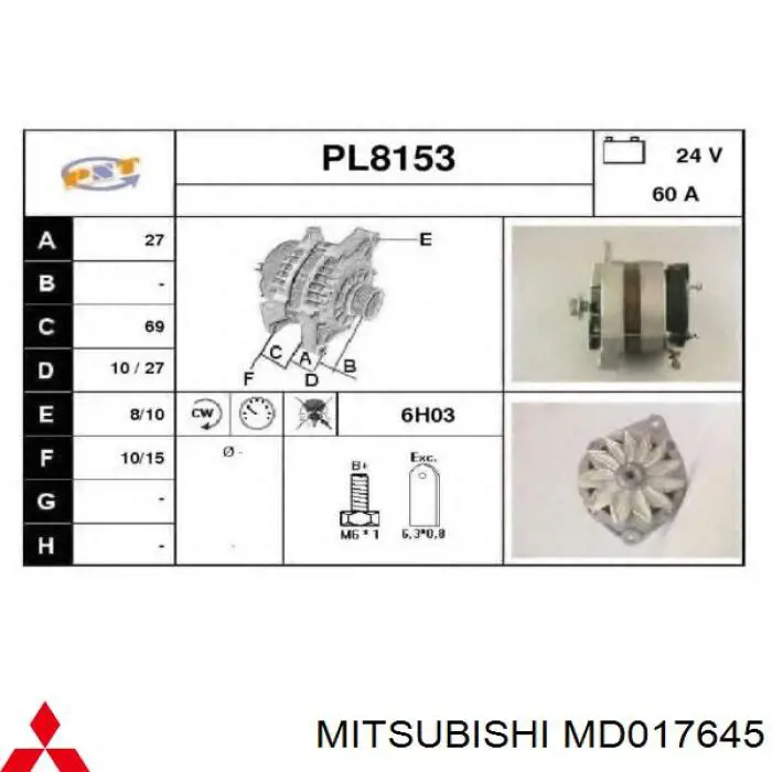 MD017645 Mitsubishi gerador