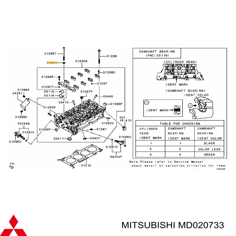 MD020733 Mitsubishi arruela de parafuso de cabeça de bloco (cbc)