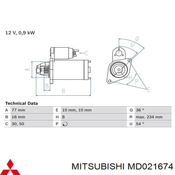 MD021674 Mitsubishi стартер
