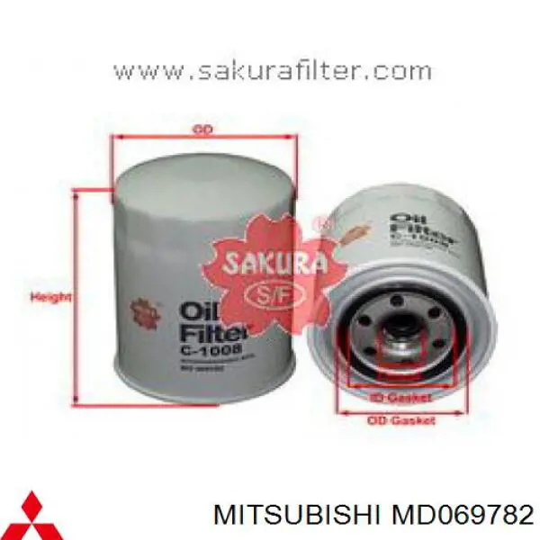 MD069782 Mitsubishi Filtro de óleo