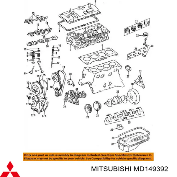 Прокладка поддона картера двигателя Mitsubishi MD149392