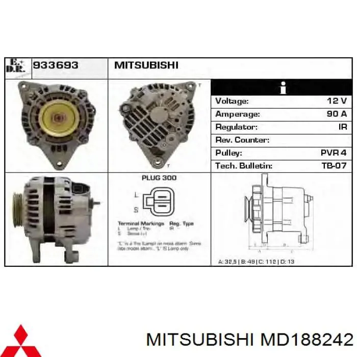 A3T11191 Mitsubishi Генератор автомобильный