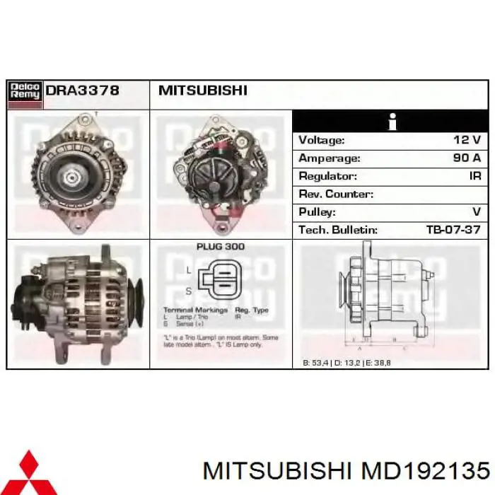 MD192135 Mitsubishi генератор