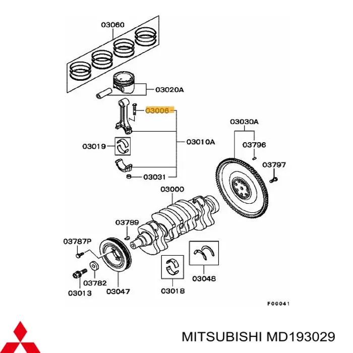 MD193029 Mitsubishi parafuso de biela