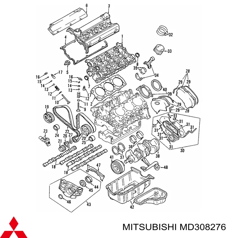 MD308276 Mitsubishi pistão do kit para 1 cilindro, std