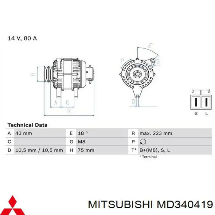 Генератор MD340419 Mitsubishi