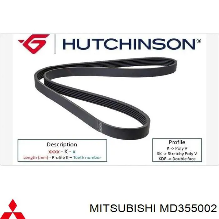 Correa trapezoidal MD355002 Mitsubishi