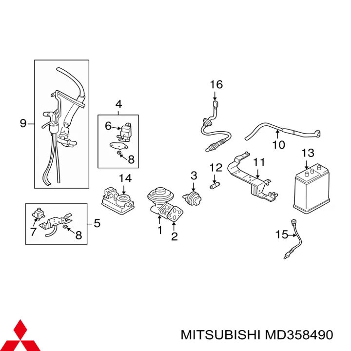 MD358490 Mitsubishi vedante de válvula egr de recirculação