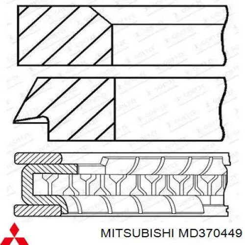 MD370449 Mitsubishi anéis do pistão para 1 cilindro, std.